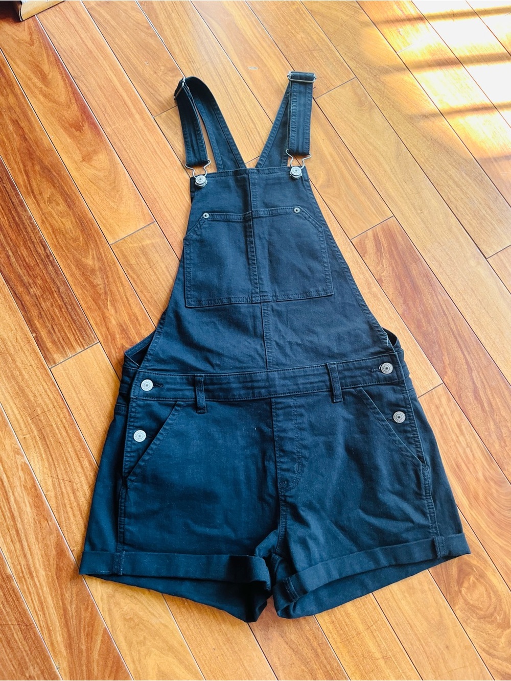 NWT American Eagle Outfitters Black Denim Short Overalls